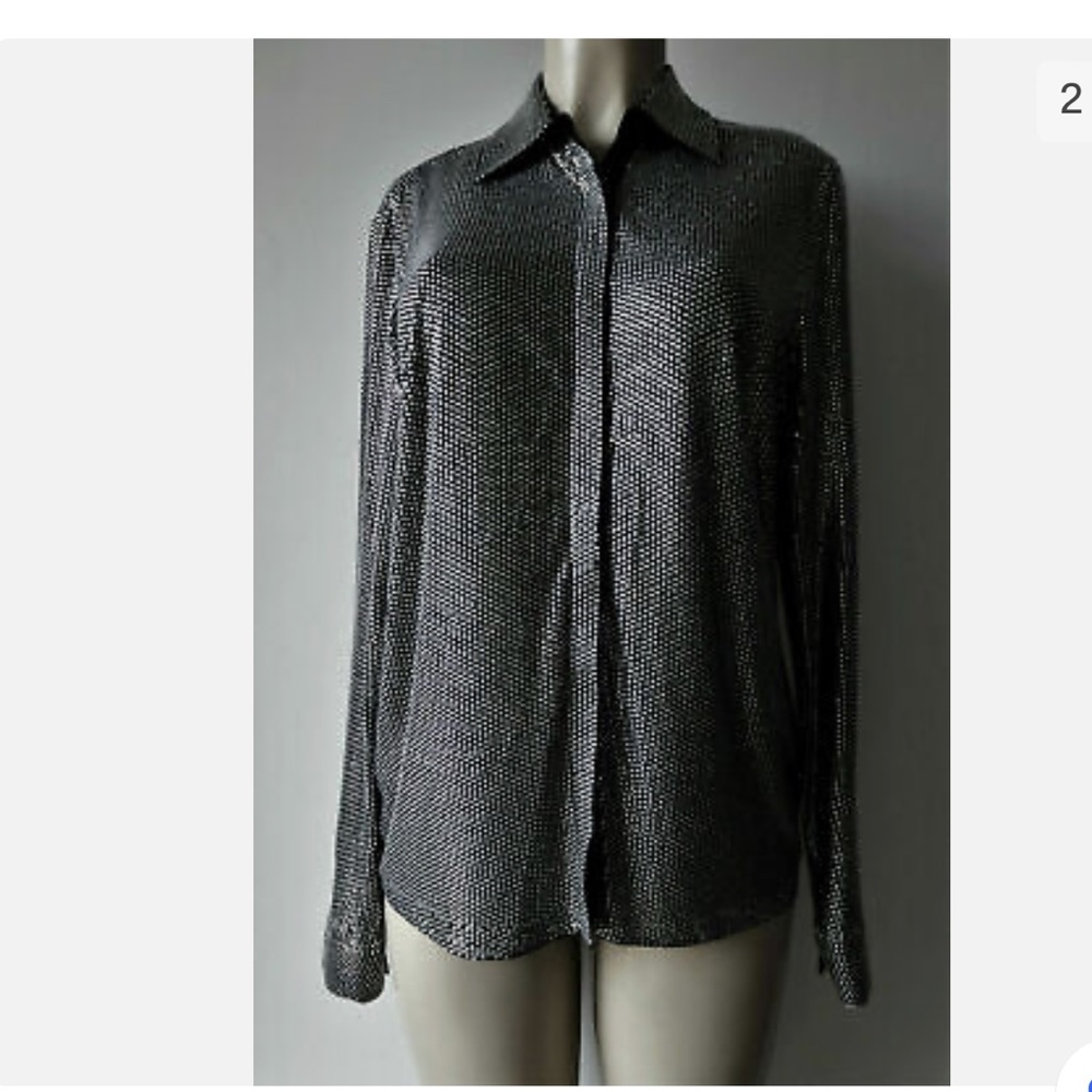 MICHAEL KORS Black EMBELLISHED BUTTON-DOWN SHIRT ✨brand new✨